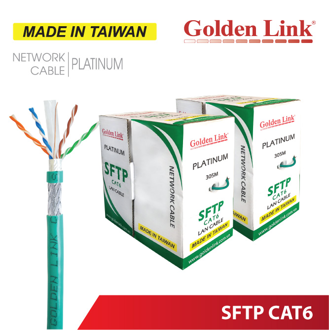 CÁP MẠNG GOLDEN LINK PLATINUM SFTP CAT 6 – MADE IN TAIWAN